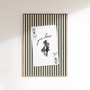 Póster de carta de póquer de la reina vaquera occi