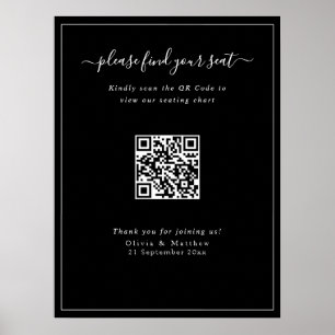 Póster de Cartel de Asientos con Código QR para Bo