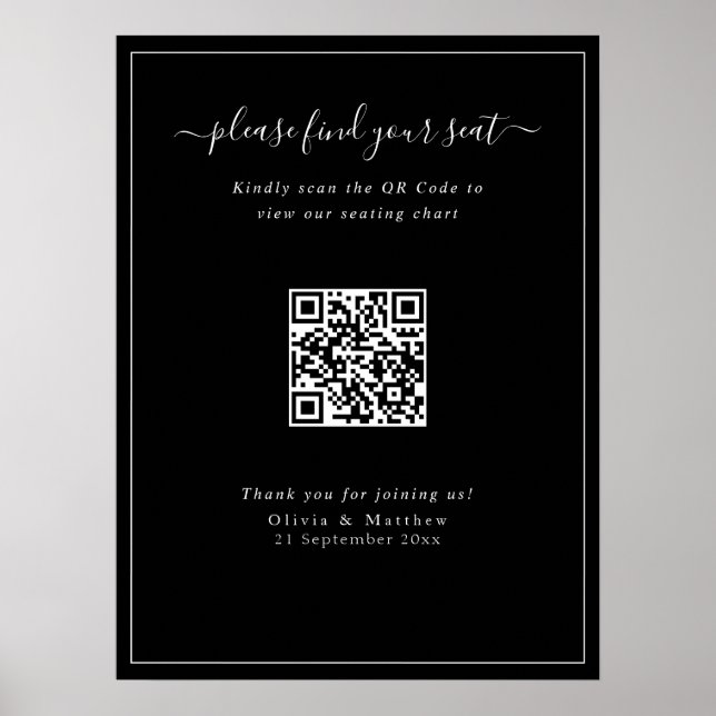 Póster de Cartel de Asientos con Código QR para Bo (Frente)