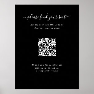 Póster de Cartel de Asientos con Código QR para Bo