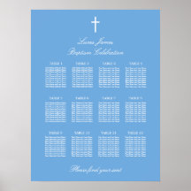 Póster de Cartel de Asientos de Bautizo de Mesa Az
