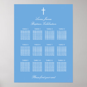 Póster de Cartel de Asientos de Bautizo de Mesa Az