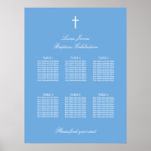 Póster de Cartel de Asientos de Bautizo de Mesa Az