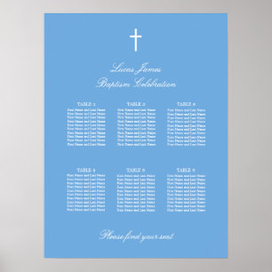 Póster de Cartel de Asientos de Bautizo de Mesa Az
