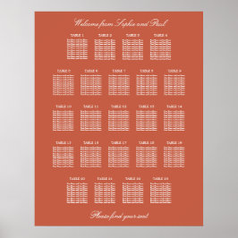 Póster de cartel de asientos de boda de la mesa 23