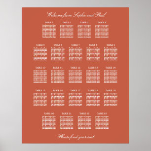 Póster de cartel de asientos de boda de la mesa 23