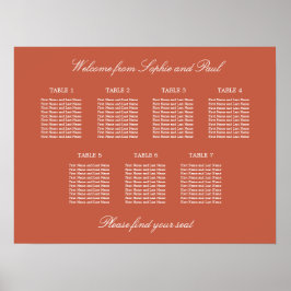 Póster de cartel de asientos de boda de mesa 7 de 