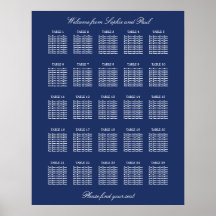 Póster de Cartel de Asientos de Boda de Mesa Azul 