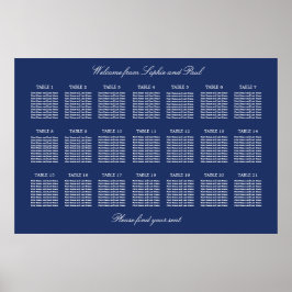 Póster de Cartel de Asientos de Boda de Mesa Azul 