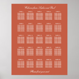 Póster de cartel de asientos de boda de mesa de te
