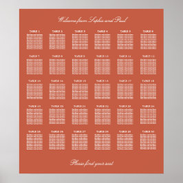 Póster de Cartel de Asientos de Boda de Mesa de Te