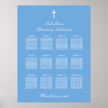 Póster de cartel de asientos para bautizo de mesa 