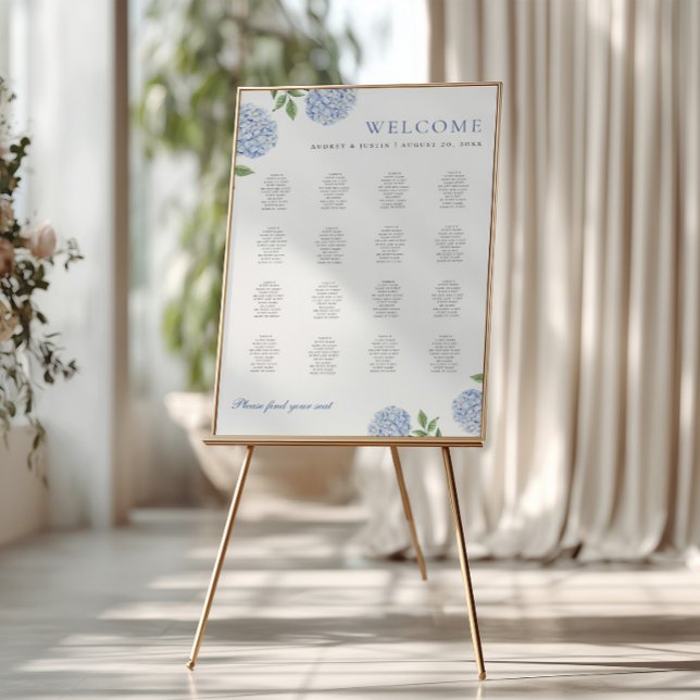 Póster de Cartel de Asientos Simple Hydrangea Azul (Subido por el creador)