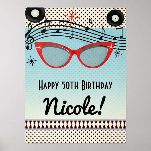 Póster de cartel de pancarta de fiesta retro vinta (Frente)