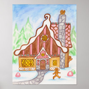 Póster de Casa de Pan de Jengibre Saludando