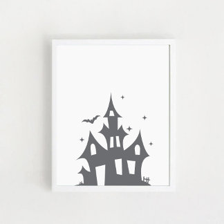 Póster de casa de silueta de Halloween
