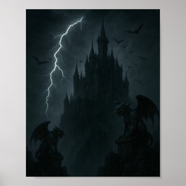 Póster de Castillo Gótico y Gárgolas (Frente)