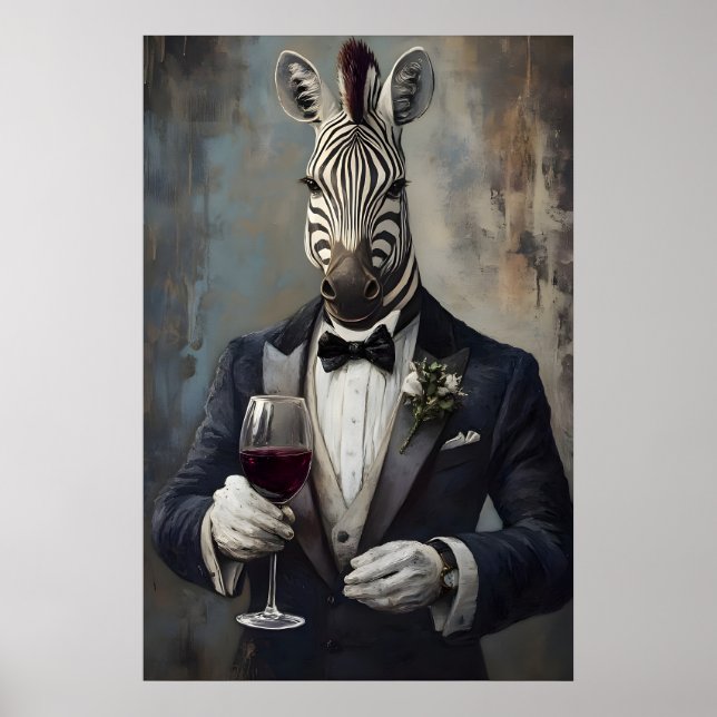 Póster de cebra en esmoquin, Póster de animal, Ceb (Frente)