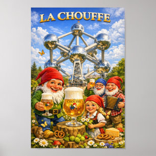Póster de celebración de cerveza Whimsical Brussel