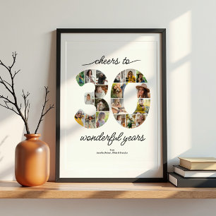 Póster de Celebración de Collage de 30 Fotos Perso
