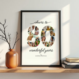 Póster de Celebración de Collage de 80 Fotos Perso