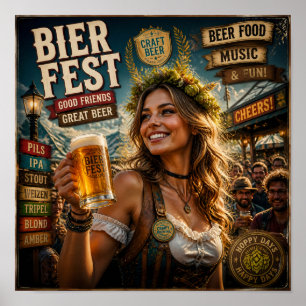 Póster de celebración del festival de cerveza vint