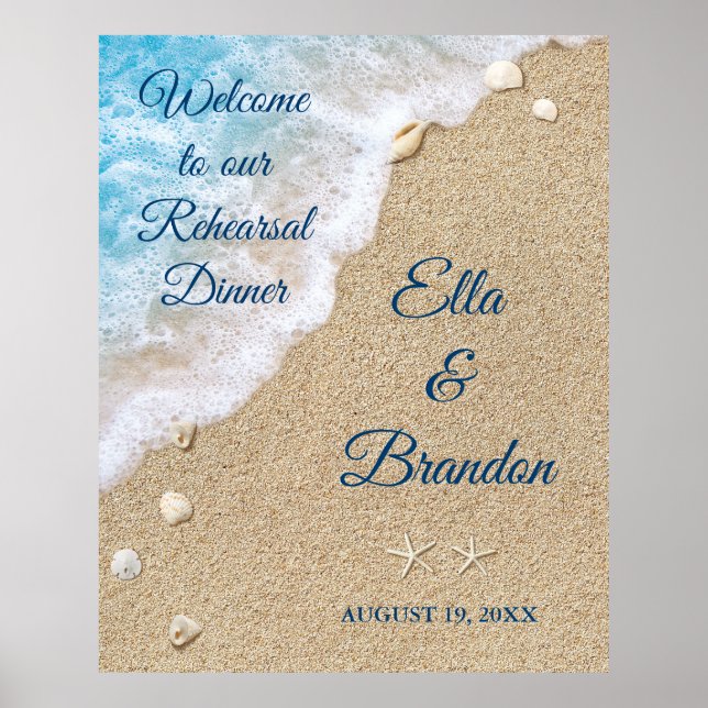 Póster de cena de ensayo de olas de playa azul (Frente)