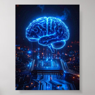 Póster de cerebro digital brillante - Decoración d