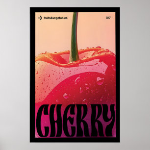Póster de cereza atrevido con estampado de frutas 