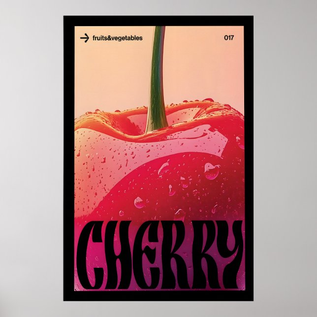 Póster de cereza atrevido con estampado de frutas  (Frente)