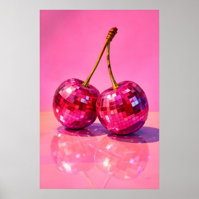 Póster de Cereza Disco, Impresión de Frutas de Bol (Frente)