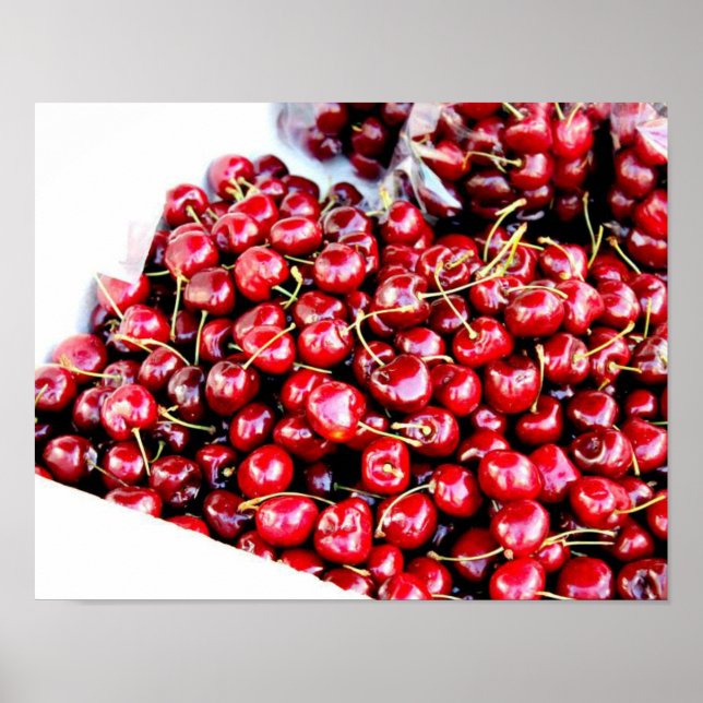 Poster de cerezas rojas fotografía california arte (Frente)