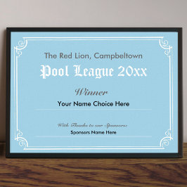 Póster de Certificado de Ganador de Competencia de