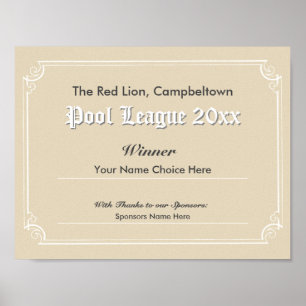 Póster de Certificado de Ganador de Competencia de