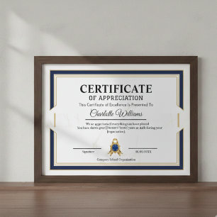Póster de Certificado de Oro de Agradecimiento por