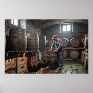 Póster de cervecería patrimonial en sótano de barr