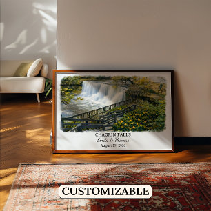 Póster de Chagrin Falls Ohio, Acuarela, Personaliz