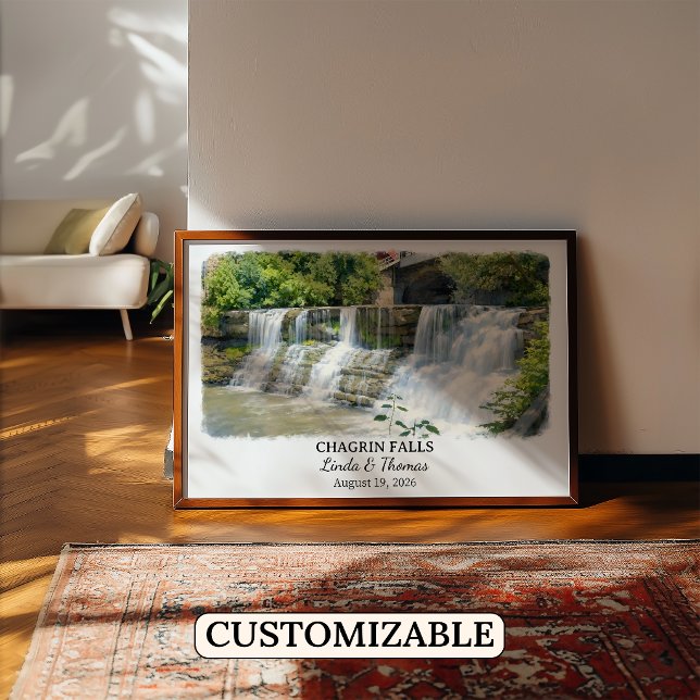 Póster de Chagrin Falls Ohio, Acuarela, Personaliz (Subido por el creador)