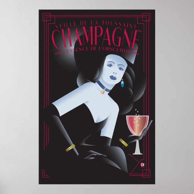 Póster de champán de Halloween (Frente)