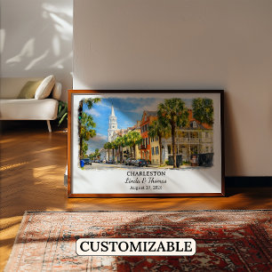 Póster de Charleston Carolina del Sur, Acuarela