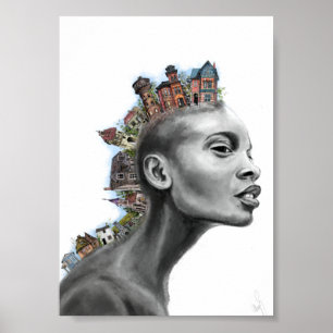 Póster de chica con pelo de casa punk