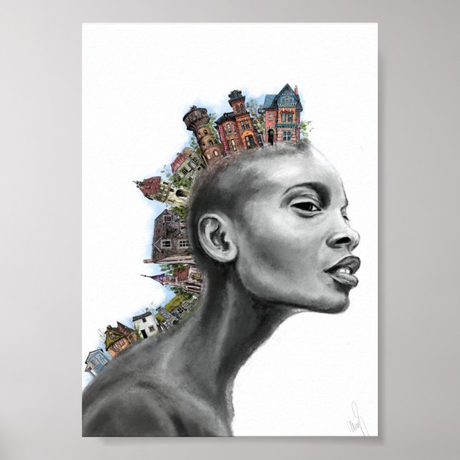 Póster de chica con pelo de casa punk (Frente)
