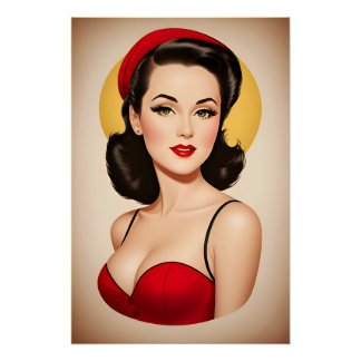 POSTER DE CHICA DE APROVECHAMIENTO DE PIN DE RETRO