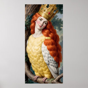 Póster de Chica Monstruo Arpía de Cabello Naranja