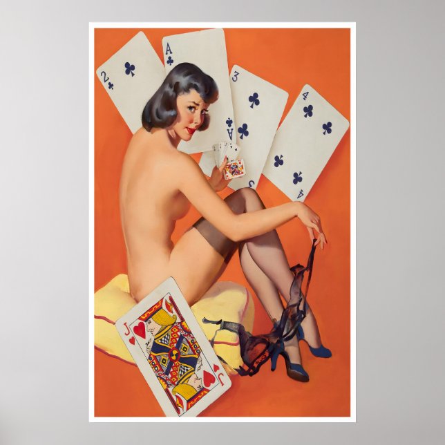 Póster de chica pin up arte de sala de póquer de i (Frente)