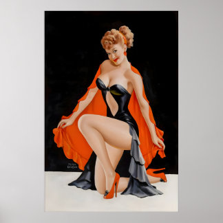 Póster de chica pin up de los años 40 y lienzo peq
