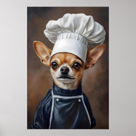 Póster de Chihuahua con gorro de chef, Póster de m