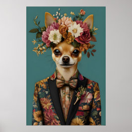 Póster de Chihuahua con traje, retrato de Chihuahu