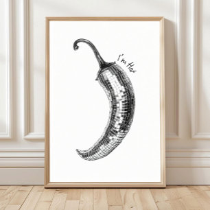 Póster de Chili Blanco y Negro, Chili Bola de Disc