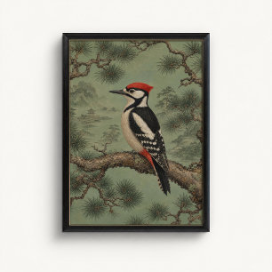 Póster de Chinoiserie de Carpintero en Pino del Bo